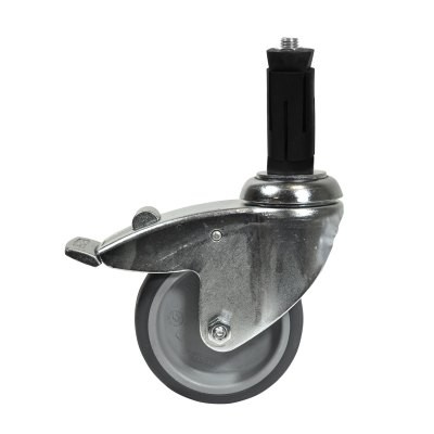Schwenkrad silber mit Bremse inkl. Expander Ø 100 mm