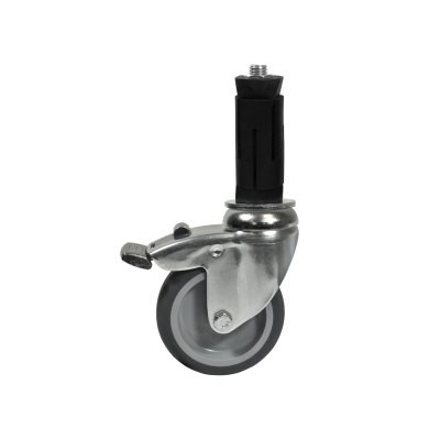 Schwenkrad silber mit Bremse inkl. Expander Ø 75 mm